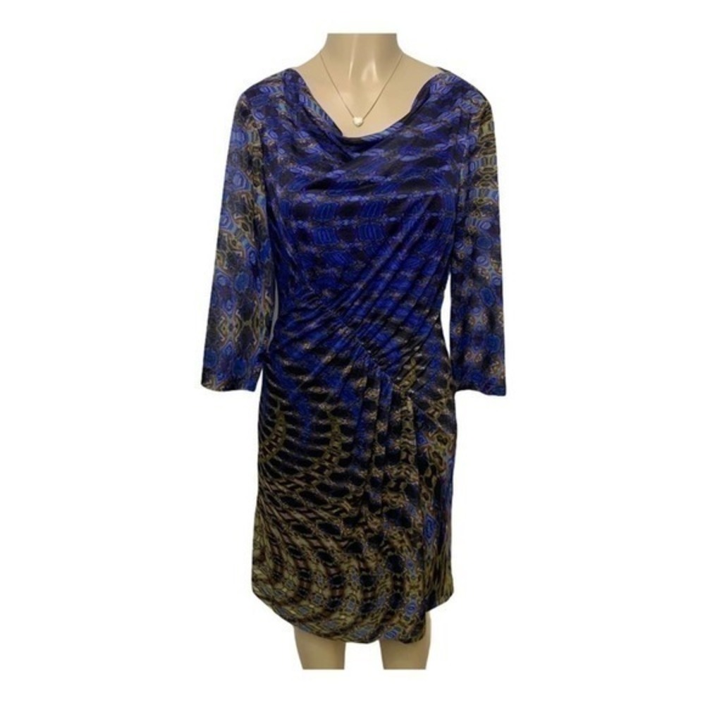 HILTON HOLLIS Ruched Sheath Dress Blue Large